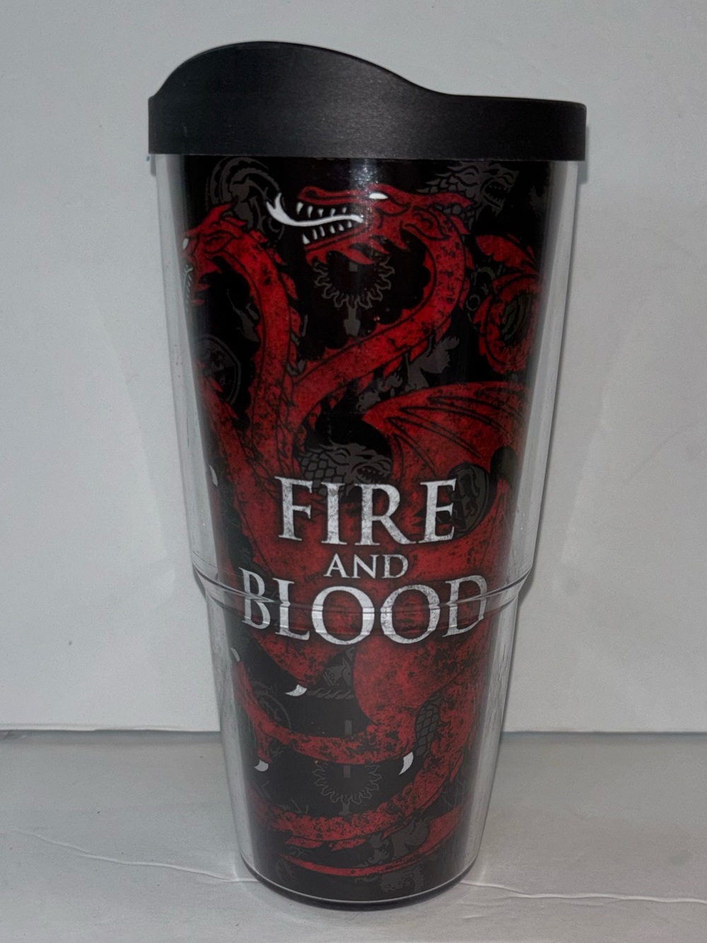 Fire and Blood Red Dragon Tervis Travel Tumbler - Black Lid